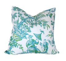 Online Designer Living Room Asian Arcadia Aqua Chinoiserie pillow cover 