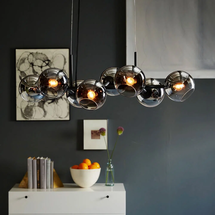 Online Designer Combined Living/Dining Hornersville 8 - Light Glass Globe Modern Linear Chandelier