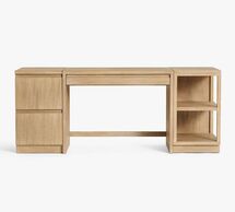 Online Designer Living Room Pacific 74" Desk with Bookcase and File Cabinet