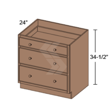 Online Designer Kitchen   DB36-3 - Shaker II Maple Naval Drawer Base Cabinet (3 Drawer) 