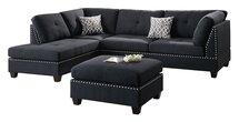 Online Designer Living Room Bobkona Viola Reversible Sectional with Ottoman