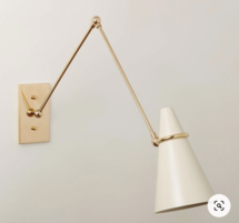 Online Designer Bedroom ALDUS IVORY AND POLISHED BRASS ARTICULATING WALL SCONCE