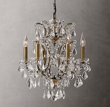 Online Designer Combined Living/Dining 19TH C. ROCOCO IRON & CRYSTAL ROUND CHANDELIER 18"