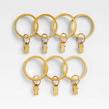 Online Designer Bedroom Brushed Brass 1" Curtain Rings, Set of 7