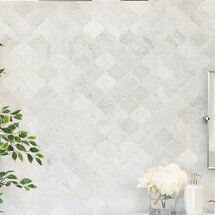 Online Designer Kitchen Marble 4" x 4" Mosaic Tile in White Carrara