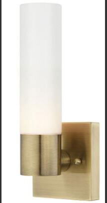 Online Designer Bathroom Livex Lighting Aero Antique Brass Sconce