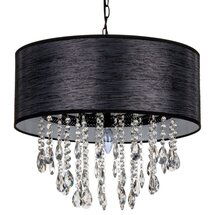 Online Designer Bedroom Large 5 Light Crystal Plug-In Chandelier with Cylinder Shade