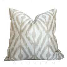 Online Designer Living Room Kravet Beige Cream Ikat Diamond Geometric Lattice Pattern Pillow Cushion Cover