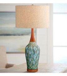 Online Designer Bedroom Rocco 30" High Mid-Century Modern Blue Ceramic Table Lamp