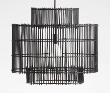 Online Designer Living Room Noon Small Black Wicker Pendant Light by Leanne Ford 