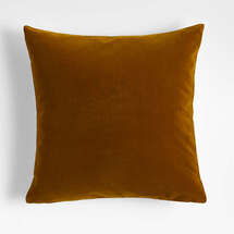 Online Designer Living Room Ocher 20"x20" Faux Mohair Throw Pillow with Feather Insert