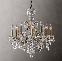 Online Designer Combined Living/Dining 19th C. Rococo Iron & Crystal Round Chandelier 28"