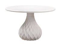 Online Designer Other Tatum Modern Classic White Concrete Round Pedestal Outdoor Dining Table - 47"W