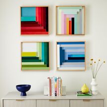 Online Designer Combined Living/Dining Colorblock Lacquer Square Dimensional Wall Art by Margo Selby s/4 (FRAME INCLUDED)