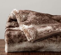 Online Designer Bedroom FAUX FUR OVERSIZED THROW - CARAMEL OMBRE