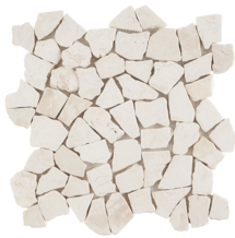 Online Designer Bathroom  Nature Tumbled Lovina White Honed Natural Stone Mosaic - Sample