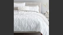 Online Designer Bedroom Organic Cotton Pintuck Duvet Cover 