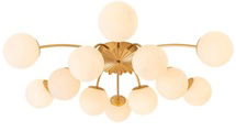 Online Designer Bedroom Modern Glam 12-Light Opal Glass Globe Semi-Flush Mount Ceiling Chandelier