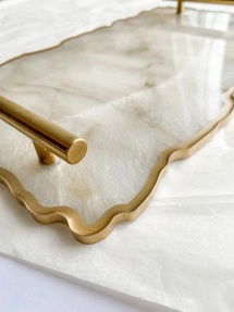 Online Designer Hallway/Entry Mother of Pearl Handmade Charcuterie Serving Tray Platter