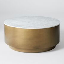 Online Designer Living Room Marble + Metal Drum Coffee Table