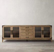 Online Designer Combined Living/Dining CAYDEN CAMPAIGN GLASS 4-DOOR SIDEBOARD WITH DRAWERS