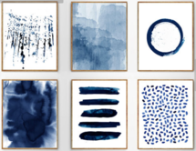 Online Designer Living Room Abstract Watercolor Prints Set of 6