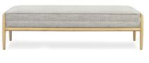 Online Designer Living Room Fritz 55" Fabric Bench, Natural/Hessian Flecked
