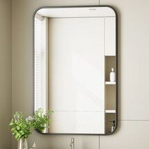 Online Designer Living Room Beautypeak Metal Framed Rectangle Wall Mounted Bathroom / Vanity Mirror