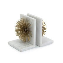 Online Designer Bedroom Set of 2 John Richard Gold Burst White Marble Bookend