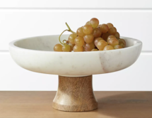 Online Designer Kitchen Wood and Marble Footed Fruit Bowl