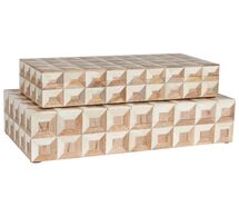 Online Designer Bedroom Cora Bone Decorative Box, Set of 2 - White