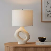 Online Designer Other Chamber Ceramic Table Lamp White White Linen (25")