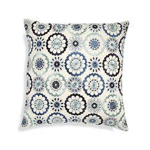 Online Designer Combined Living/Dining Luella 20" Blue Floral Pillow with Feather-Down Insert