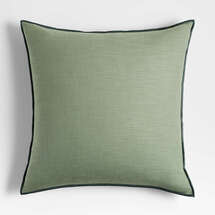 Online Designer Home/Small Office Sage 23" Merrow Stitch Cotton Pillow with Down Insert