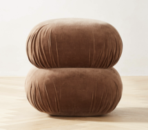Online Designer Home/Small Office Ruched Dark Beige Velvet Pouf