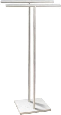 Online Designer Bathroom 40.3 Inch Standing Towel Rack Bath Sheet Holder with Marble Design Base for Bathroom Floor 2 Tier Towel Holder Stand 304 Stainless Steel Brushed Nickel(Same Height)