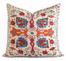 Online Designer Bedroom Hand Embroidered Uzbek Suzani Pillow