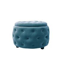 Online Designer Combined Living/Dining Sylvester 27.6" Velvet Tufted Round Storage Ottoman