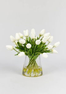 Online Designer Hallway/Entry Faux Tulip Arrangement in Glass Vase - 12"