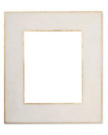 Online Designer Living Room Revised Brass Bordered Stone Picture Frame, 8" X 10", White