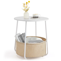 Online Designer Business/Office Khyier Round 2-Tier End Table Side Table with Fabric Basket