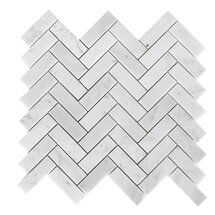 Online Designer Kitchen 1" x 3" Marble Herringbone Mosaic Wall & Floor Tile