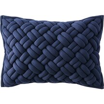 Online Designer Bedroom 18"x12" jersey interknit navy pillow with down-alternative insert