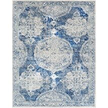 Online Designer Combined Living/Dining Arabesque Blue Rug