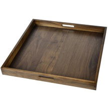 Online Designer Living Room Glantz Square Black Walnut Solid Wood Serving Tray Ottoman Tray