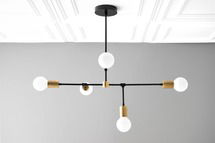 Online Designer Dining Room 5 Bulb Chandelier - Hanging Lamp - Black Chandelier - Large Bulb Light - Modern Lighting - Light Fixture - Model No. 1041