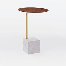 Online Designer Combined Living/Dining Cube C-Side Table - Walnut/White Marble