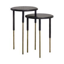 Online Designer Living Room Marble & Wrought Iron Nesting Side Tables (15")