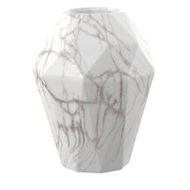 Online Designer Dining Room Dorfman White/Gray 12" Ceramic Marble Table Vase