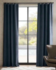 Online Designer Bedroom Velvet Twill Blackout Curtain, Steel Blue, 50 x 108"